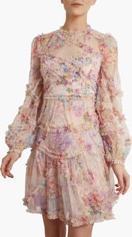 Needle & Thread Floral Diamond Ruffle Dress
