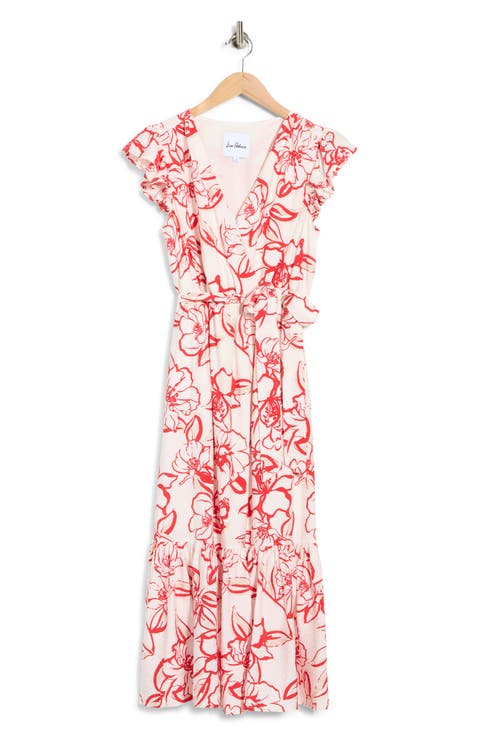 Petal Sketch Cap Sleeve Maxi Dress
