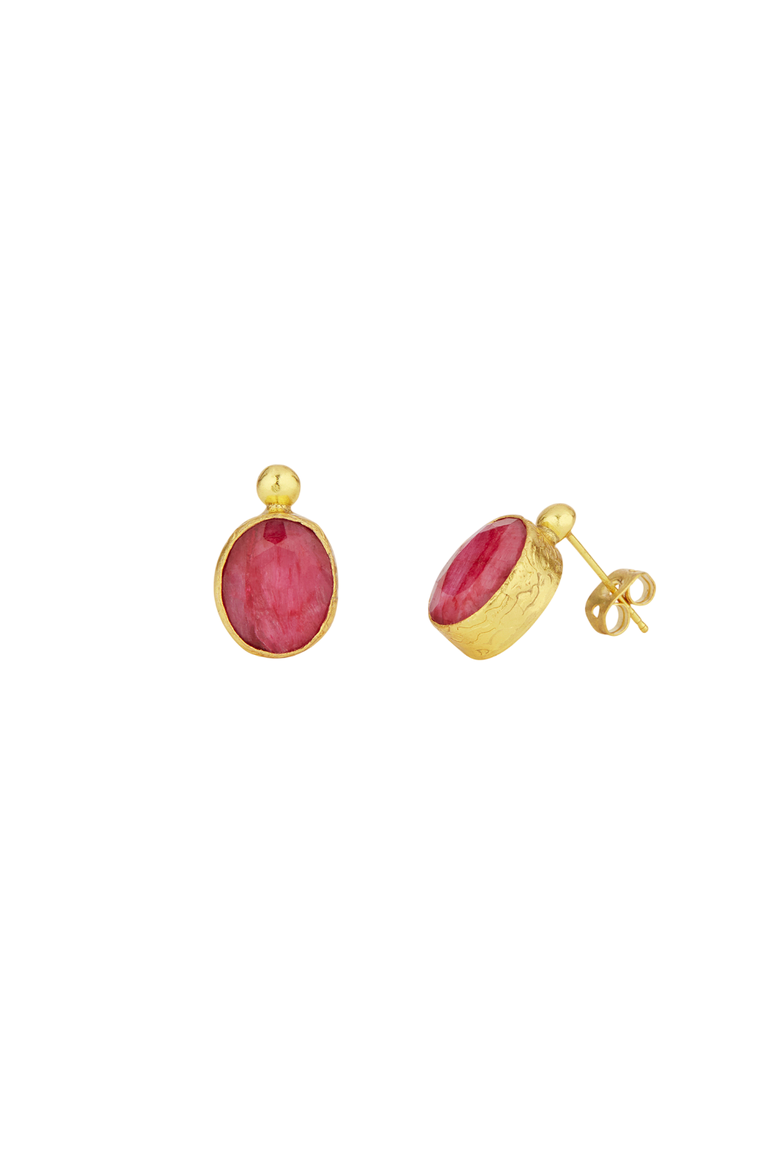 Siena Stud Earrings, Main, color, Ruby