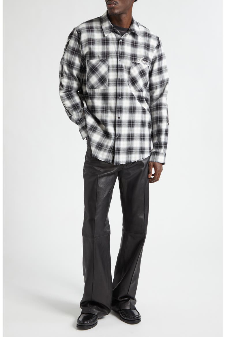 Bones Appliqué Flannel Overshirt, Alternate, color, BLACK