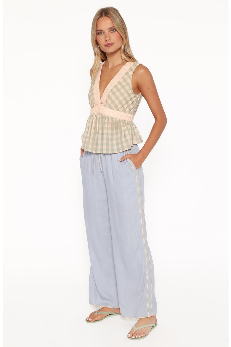 Venda Contrast Trim Wide Leg Pants, Alternate, color, LIGHT BLUE LINEN