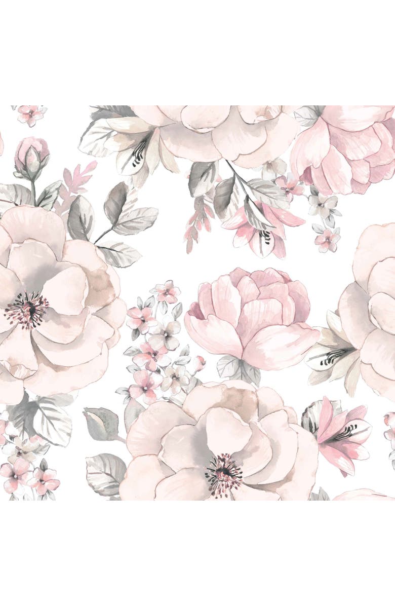 Lambs & Ivy Signature Botanical Baby Watercolor Floral Cotton Crib Sheet- White, Alternate, color, Pink