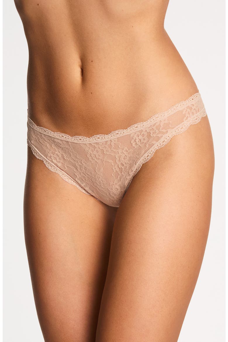 Effortlessly Lace Thong, Alternate, color, AU NATURAL
