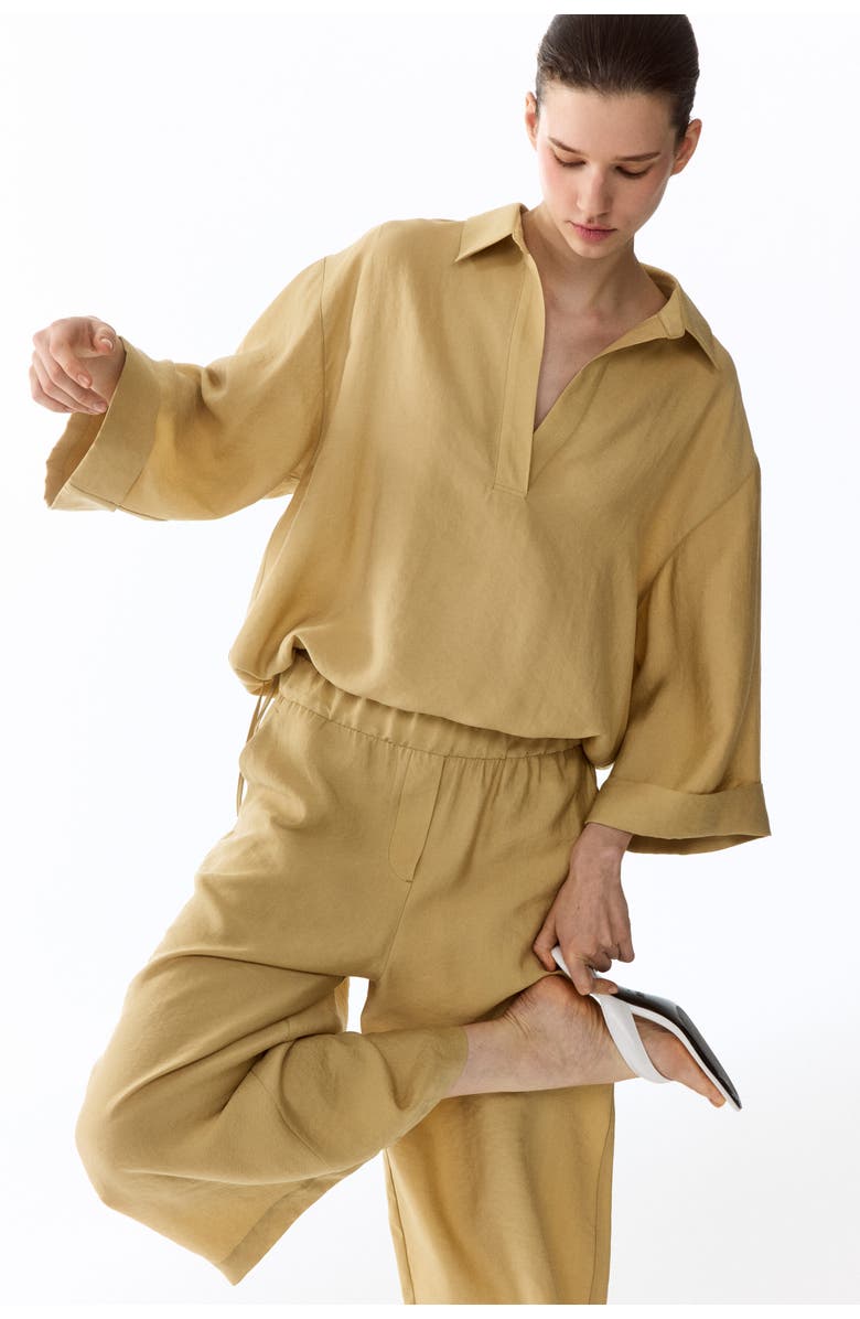 H&M Straight Lyocell-blend Trousers, Alternate, color, Beige