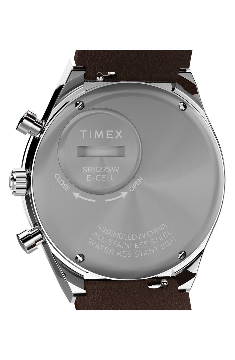 Timex<sup>®</sup> Q Timex Chronograph Leather Strap Watch, 40mm, Alternate, color,