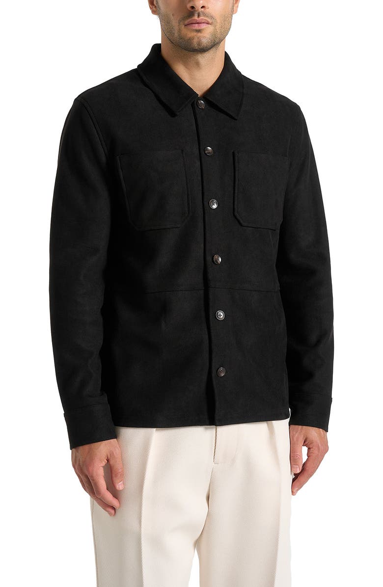 Manière De Voir Thomas Suede Long Sleeve Shirt, Alternate, color, Black