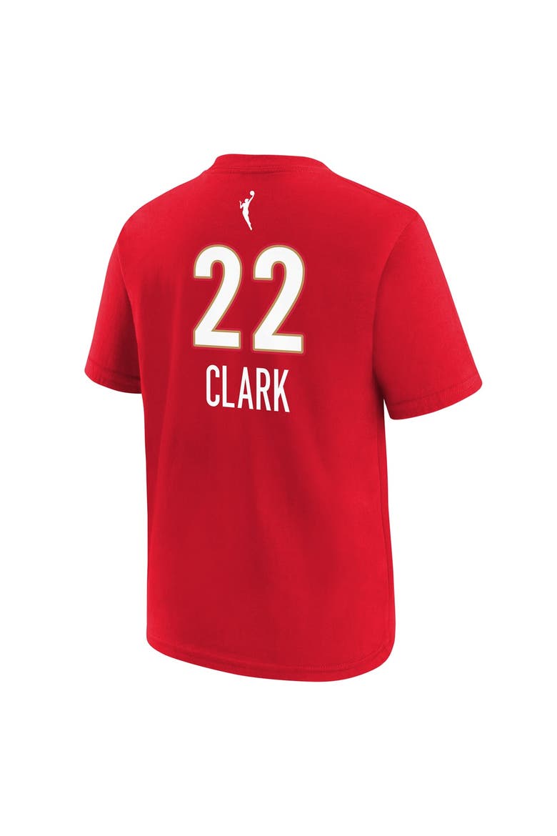 Youth Nike Caitlin Clark Red Indiana Fever Rebel Edition Name & Number T-Shirt, Alternate, color, Red