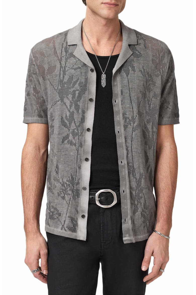Miguel Pointelle Knit Camp Shirt, Main, color, FLAGSTONE GREY