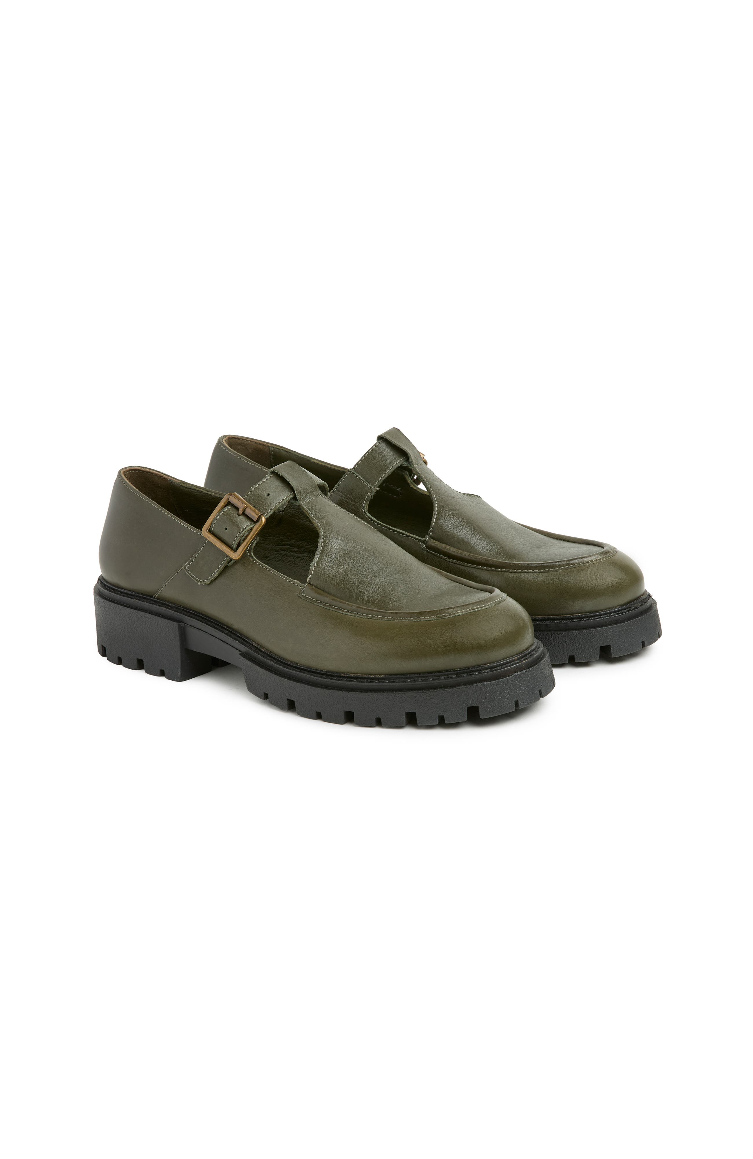 Celtic & Co. Chunky T Bar Loafer, Alternate, color, Olive