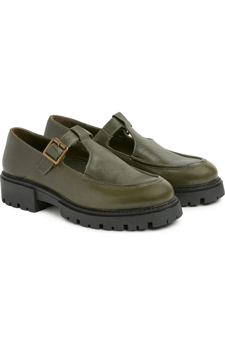 Celtic & Co. Chunky T Bar Loafer, Alternate, color, Olive