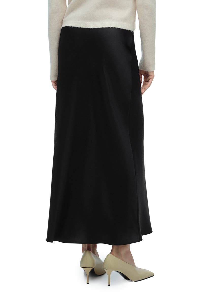 Satin Midi Skirt, Alternate, color, BLACK