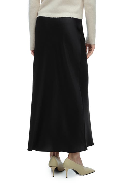 Shop Mango Satin Midi Skirt In Black