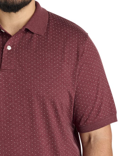 Harbor Bay By Dxl Big & Tall Pin Dot Printed Polo Shirt In Burgundy