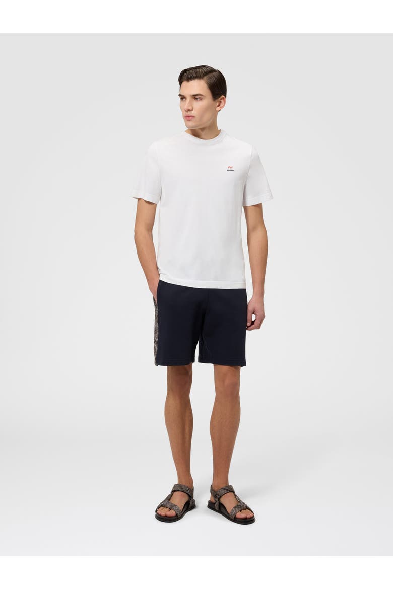 Cotton Fleece Shorts With Zigzag Insert, Alternate, color, Beige& White