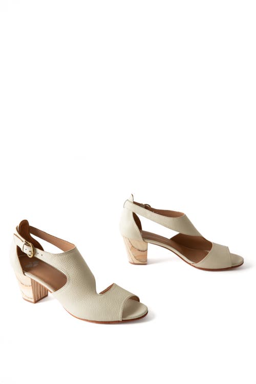 Fortress Victoria Naya Open Toe Pump In Pebbled Ivory