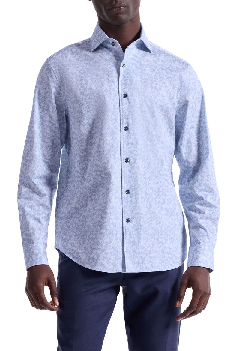 Devon OoohCotton® Floral Button-Up Shirt, Main, color, SKY
