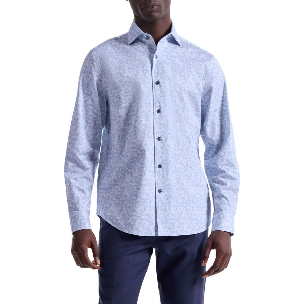 Bugatchi Devon Ooohcotton® Floral Button-up Shirt In Blue