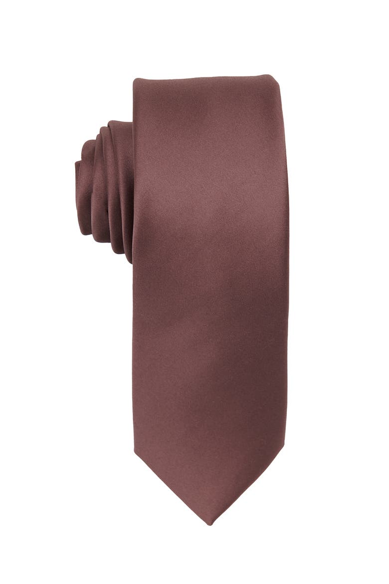 Men's Solid Satin Tie, Main, color, DARK MAUVE