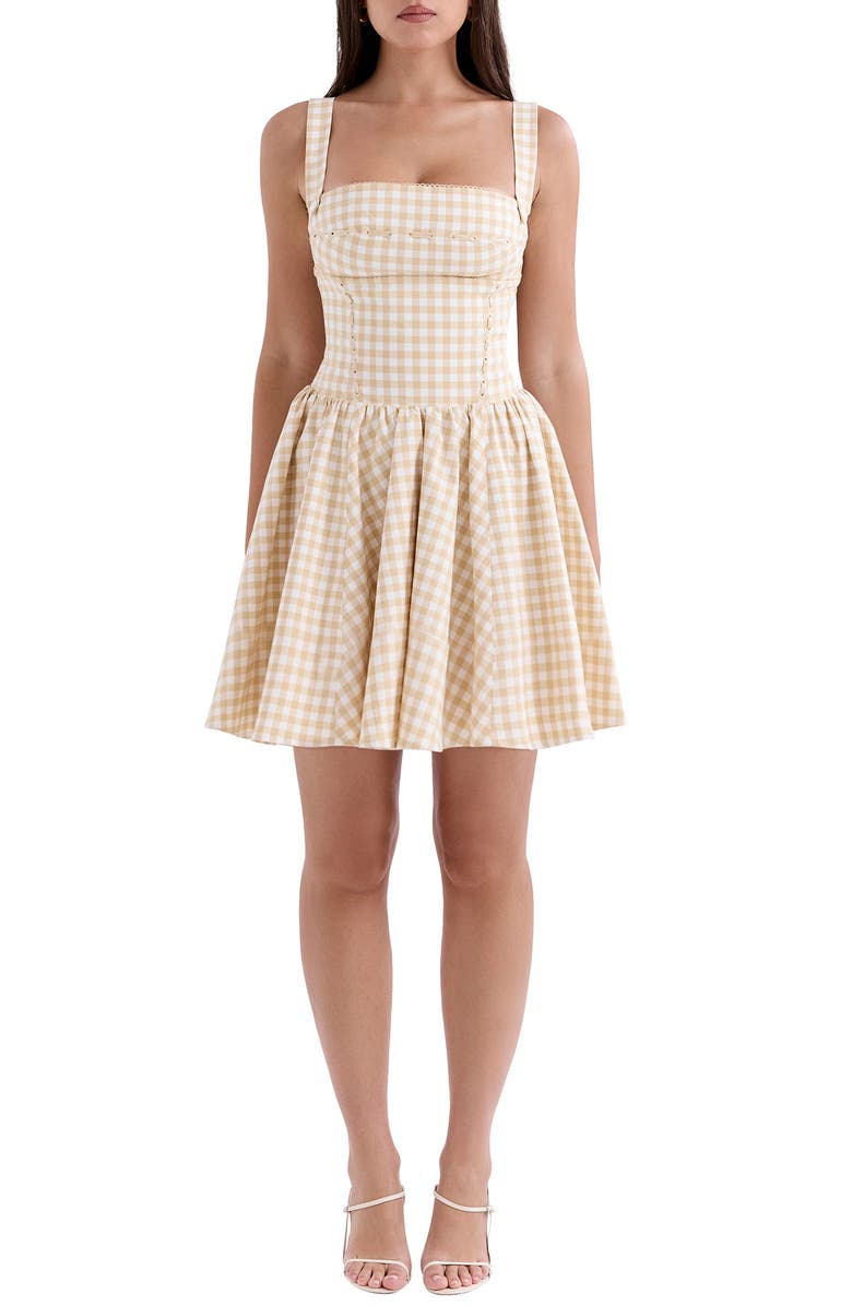 HOUSE OF CB Isadora Sleeveless Fit & Flare Minidress, Main, color, Gingerbread