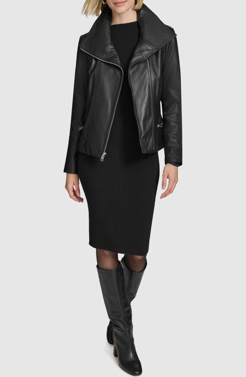 Andrew Marc Beckett Leather Coat In Black