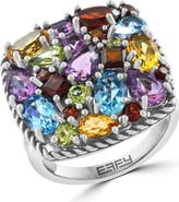 EFFY Sterling Silver Cluster Stone Square Ring