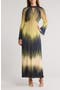 Calina Ombré Long Sleeve Plissé Maxi Dress