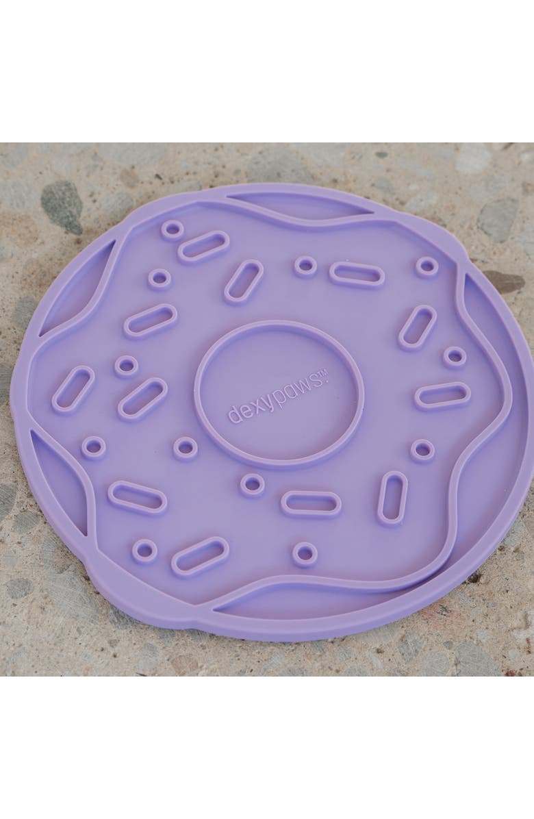 Dexypaws Enrichment Lick Mat Lilac Donut Delight Grooved Silicone, Alternate, color, Purple