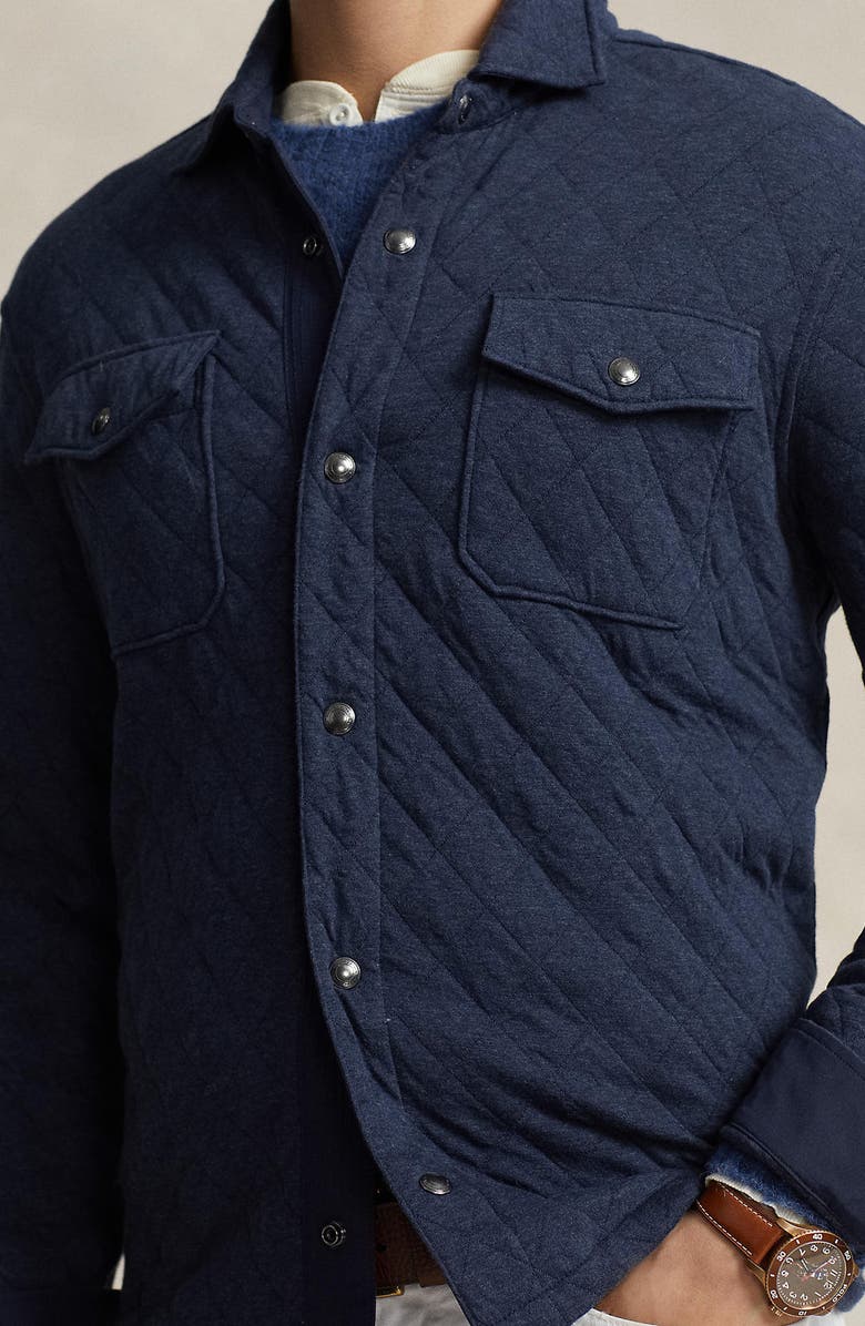 Polo Ralph Lauren Double Knit Quilted Jersey Shirt Jacket, Alternate, color, 