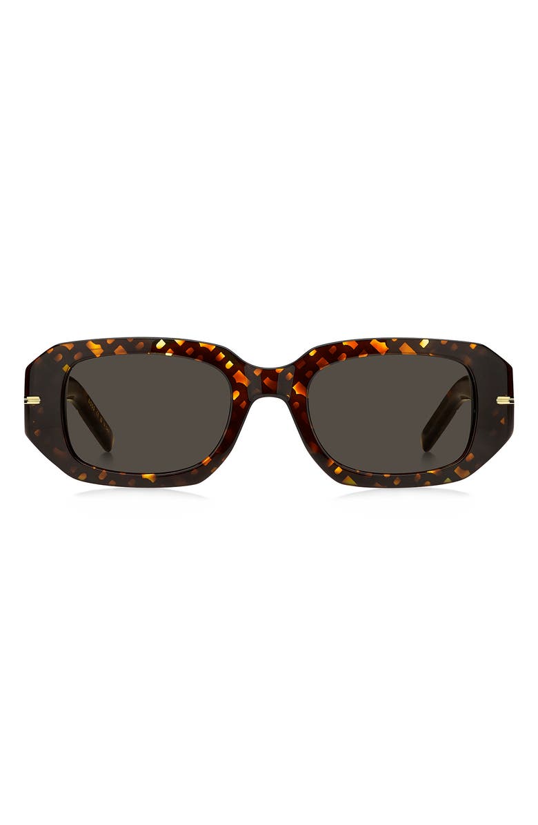BOSS 50mm Rectangular Sunglasses, Main, color, Havana Pattern