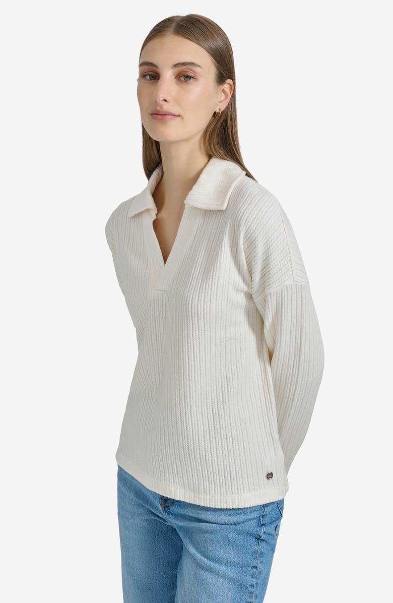 Andrew Marc Long Sleeve Polo Sweater, Alternate, color, Cream