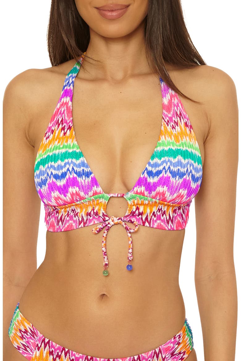 Rio Halter Bikini Top, Main, color, PINK MULTI