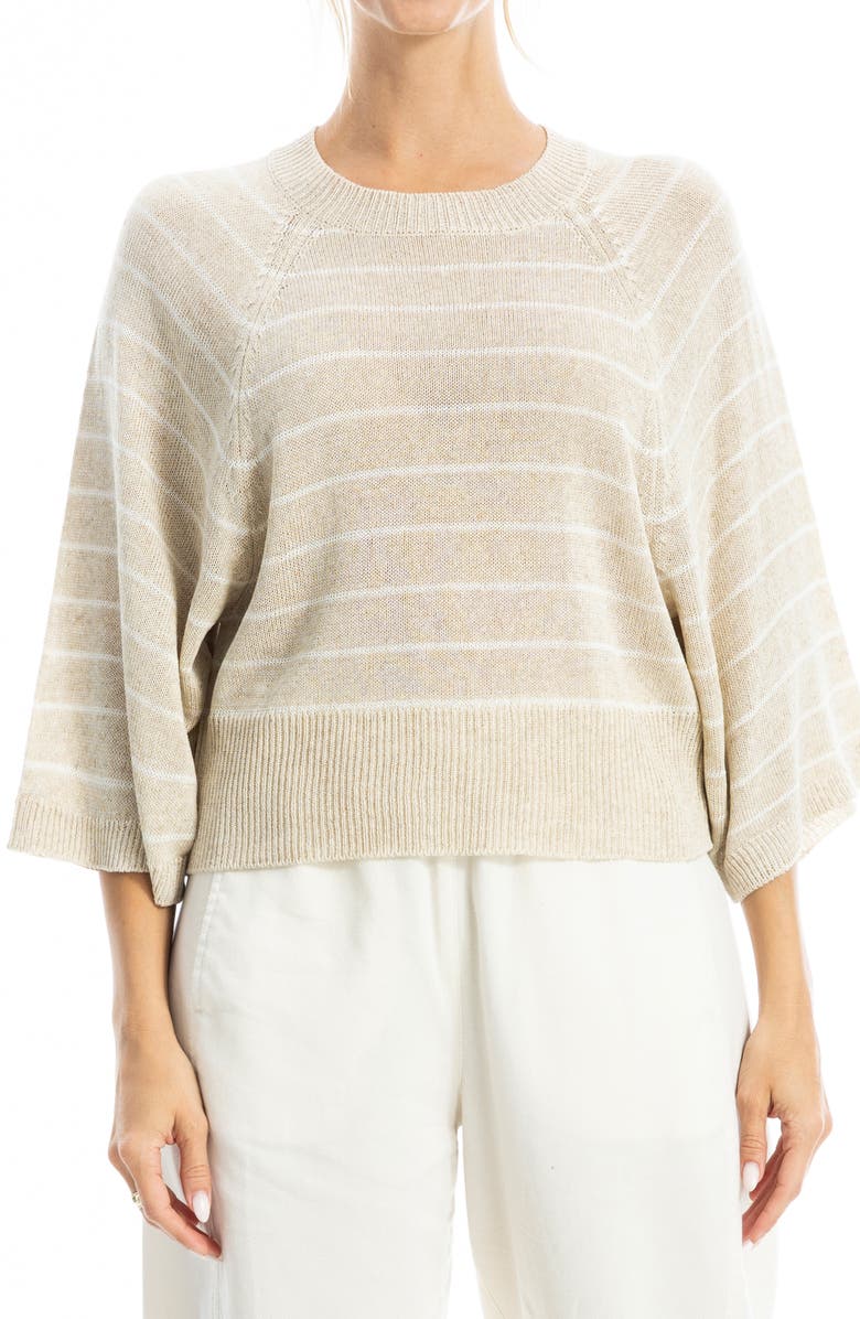 MAX STUDIO Stripe Raglan Sleeve Sweater, Main, color, Oyster/ Ivory Stripe