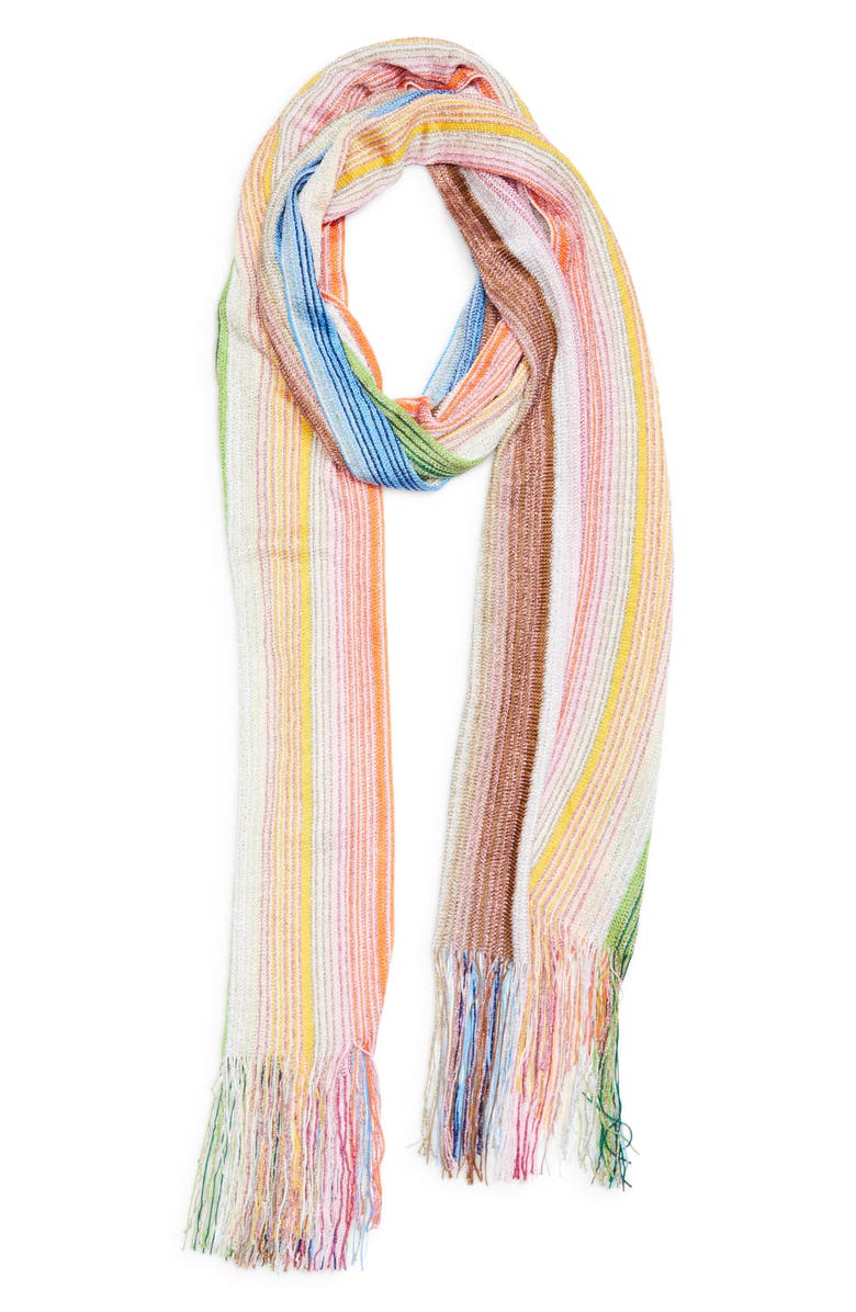 Missoni Stripe Fringe Scarf, Alternate, color, 0001 White Multi