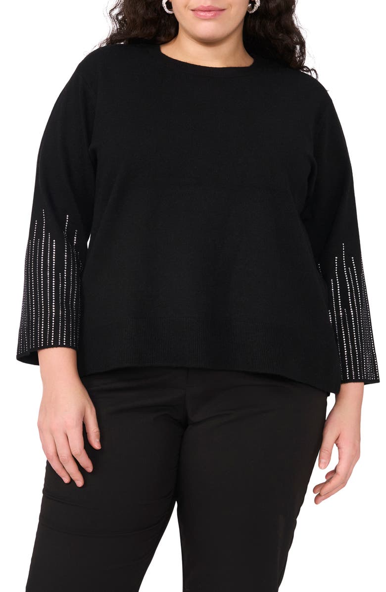 Vince Camuto Rhinestone Sleeve Sweater, Main, color,