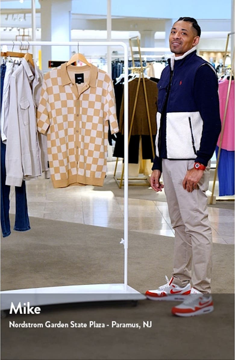 Checkerboard Button Front Cotton Polo Sweater, sales video thumbnail