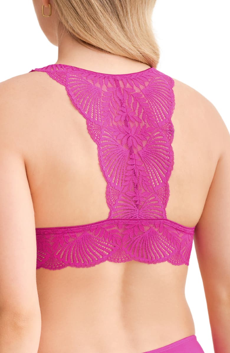 Fleur't Belle Epoque Racerback Lace & Microfiber Bralette, Alternate, color, Passion Fruit