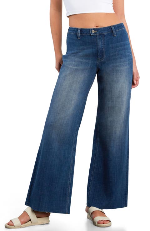 Flat Front Wide Leg Jeans