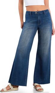 HINT OF BLU Flat Front Wide Leg Jeans