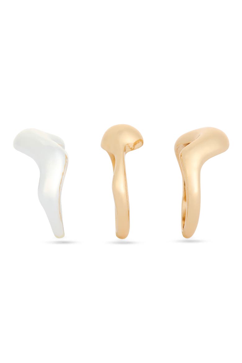 3-Pack Wavy Assorted Rings, Alternate, color, GOLD- SILVER