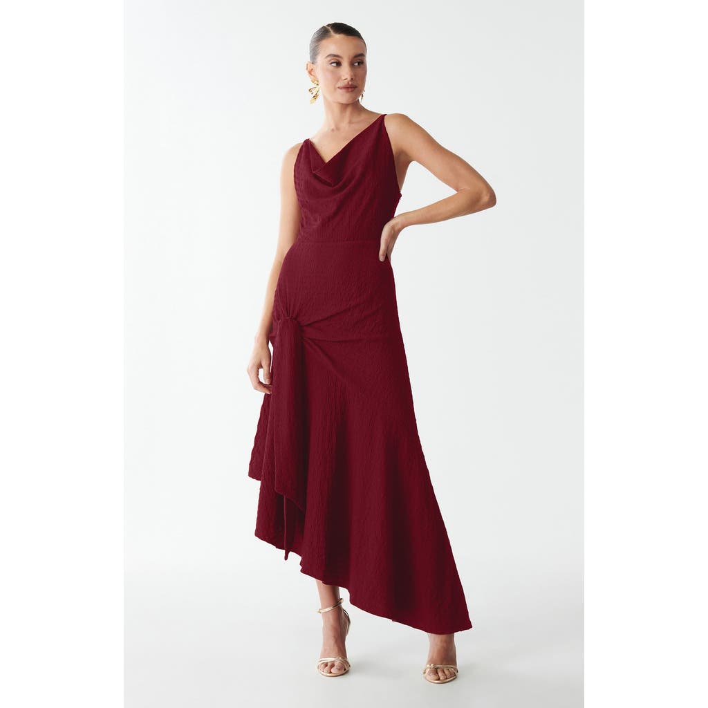 Savel Leo Midi Dress In Burgundy