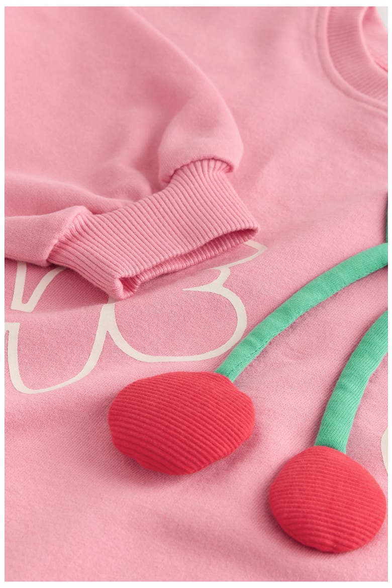 Kids' Hello Cherry Appliqué Cotton Sweatshirt & Stripe Sweatpants Set, Alternate, color, PINK