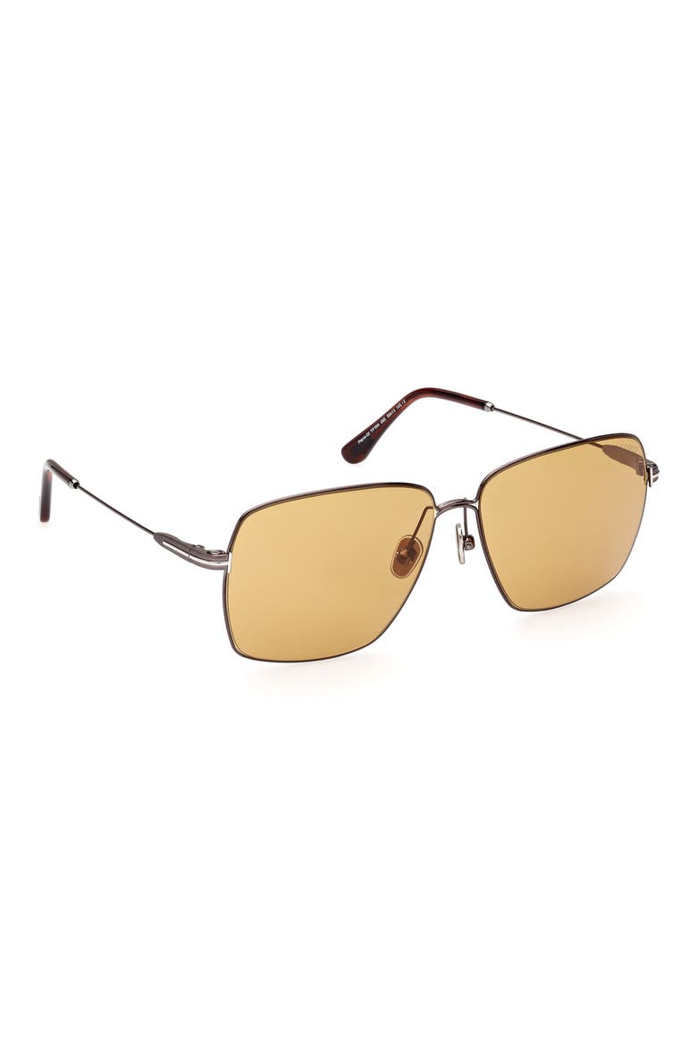 58mm Square Sunglasses, Alternate, color, SHINY GUNMETAL / BROWN