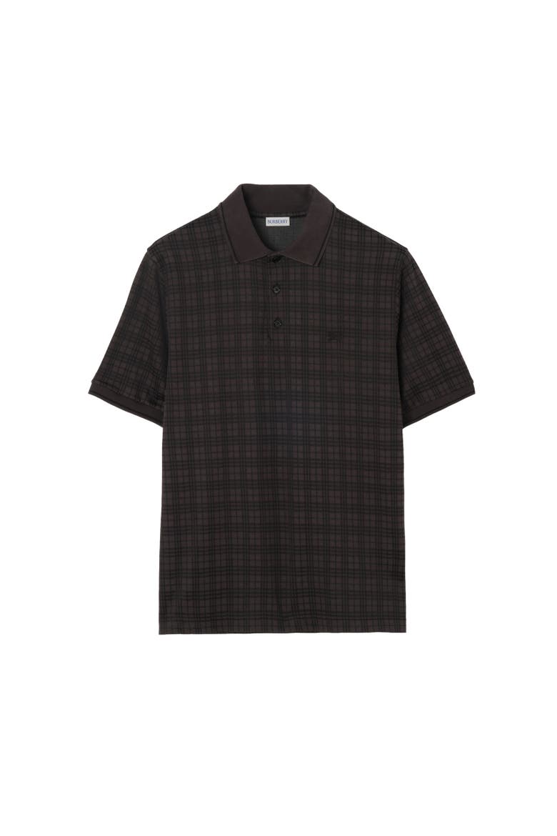 Check Cotton Blend Polo Shirt, Alternate, color, Coal grey