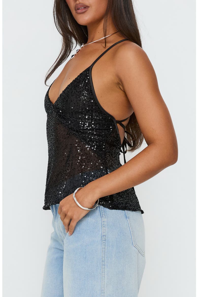 Opaline Sequin Cami Top, Alternate, color, BLACK