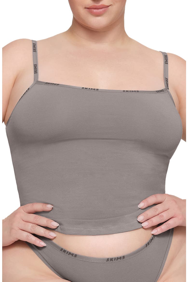Stretch Cotton Logo Tank, Main, color, SMOKE