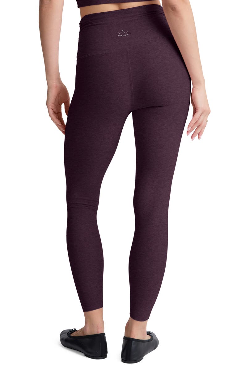 Beyond Yoga Space Dye Shirred Leggings, Alternate, color, Eggplant Purple Heather
