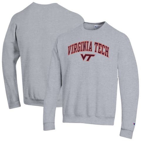 Men's Champion  Heather Gray Virginia Tech Hokies Arch Over Logo Pullover Sweatshirt