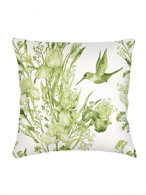 Hummingbird Garden Linen Pillow with Down Alternative Insert
