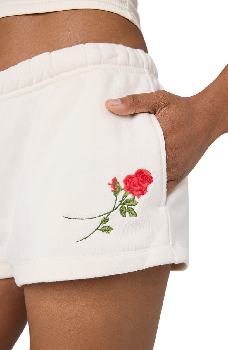 Florence by Mills Cozy Crush Forever Rose Embroidered Sweat Shorts, Alternate, color, 