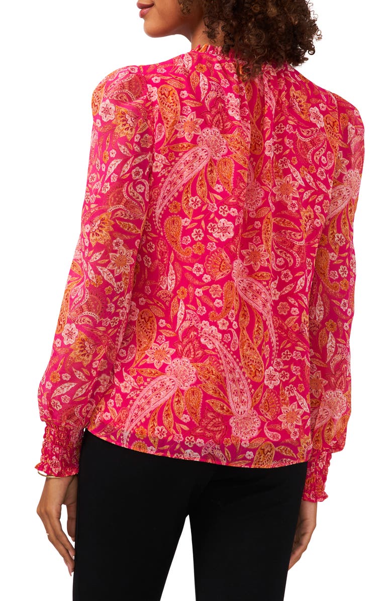 Chaus Tie Neck Smocked Blouse, Alternate, color, 